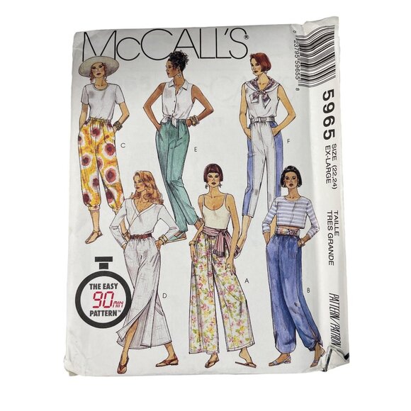 90s McCalls 5965 Misses Novelty Pants Sewing Pattern Size XL Vintage 1992 UNCUT - Picture 1 of 7